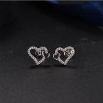 Emerald Cut VVS Moissanite Jewelry Heart Stud Earrings OEM