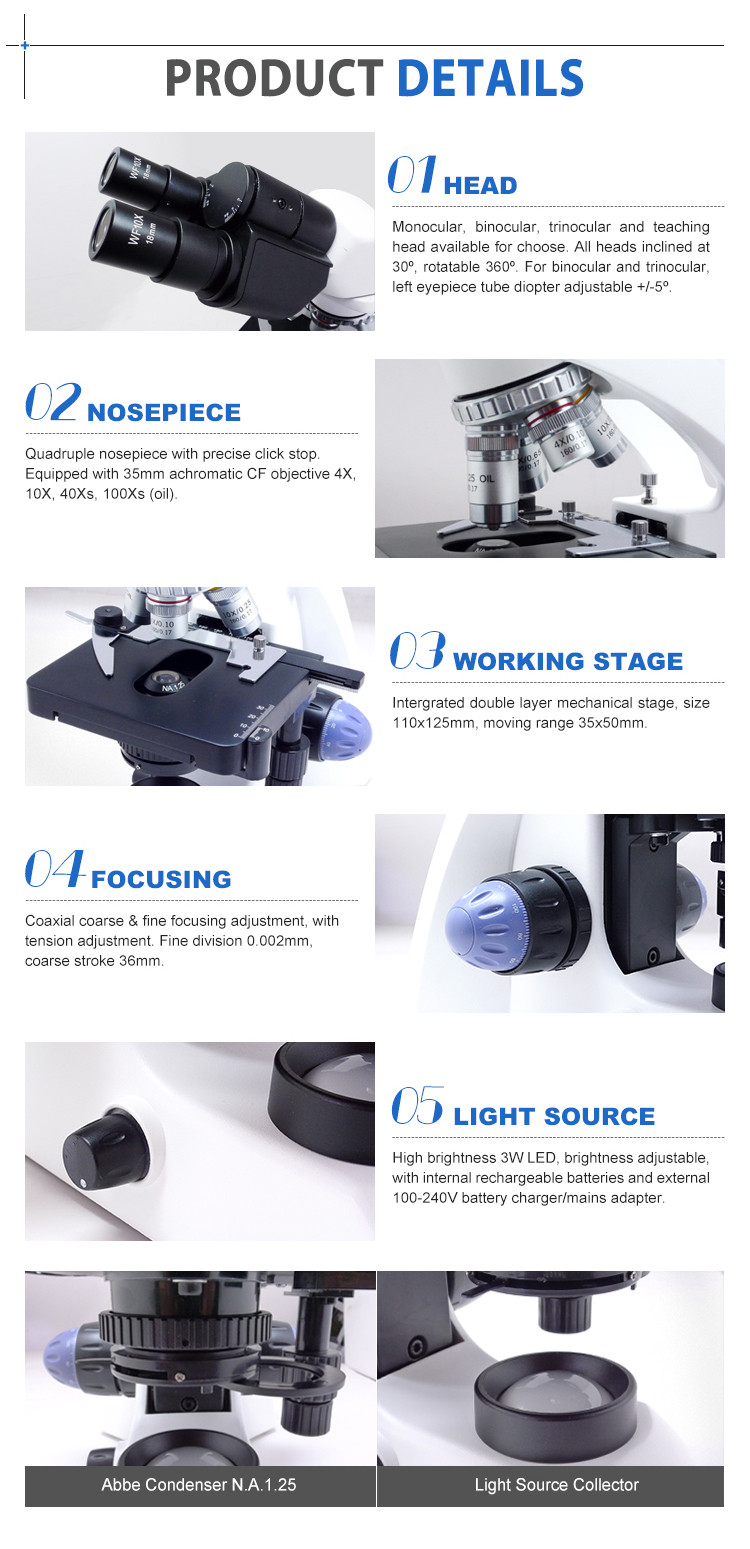 WF10X/18mm Finity Optical System Biological Microscope A11.1530 With Double Layer Mechanical Stage
