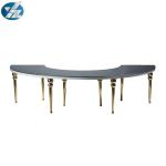 SS Round Curved Gold Rent Wedding Dining Table Hotel Event Big Tables D340XH75