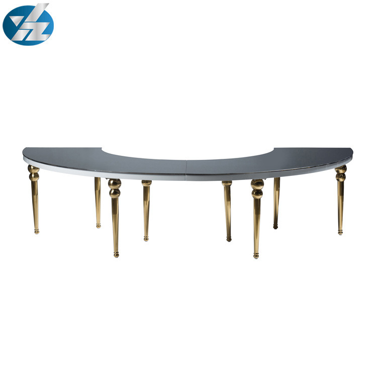 SS Round Curved Gold Rent Wedding Dining Table Hotel Event Big Tables D340XH75