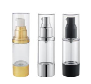 China empty clear Gold Airless Pump Bottle for skincare packaging wholesale