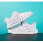 Children'S White Sneakers Skate Shoes 2024 Non-Slip Black Shoes Leather
