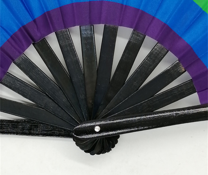 Custom Large Foldable Hand Fans open 33cm 68cm Fabric Bamboo Hand Held Fans