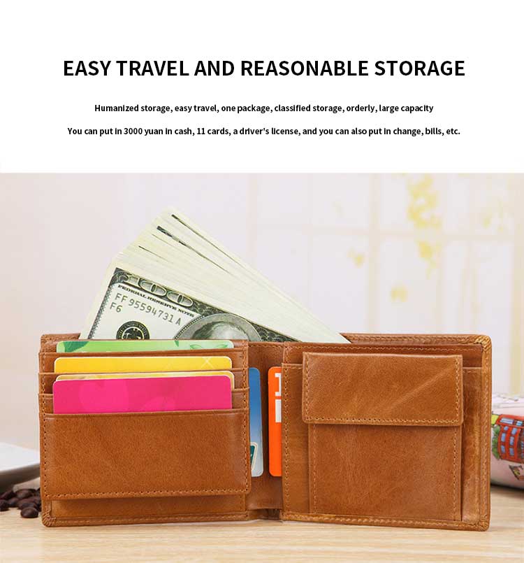 Men's RFID Leather Wallet with Smart Design and Other Pattern Type in Genuine Leather
