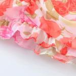 OEM maufactory Oil Painting Rose Printed Pleated V Neck Polyester Short Sleeve