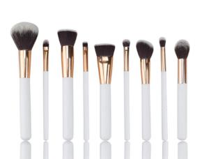 China Nylon Hair 9PCS Face Makeup Brush Set Foundation Rose Gold Color wholesale
