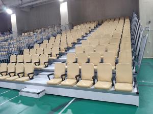 China White Armchair Telescopic Bleacher Seating System Remote Control wholesale