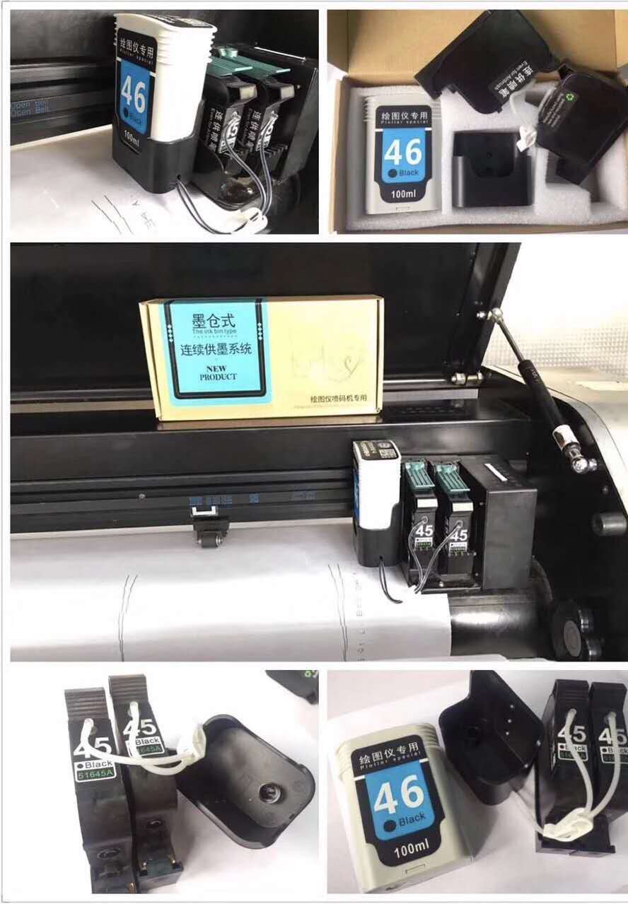 Custom 100ml HP45 Ink Cartridge Continuous Set Refillable Ink Tank for HP Printers