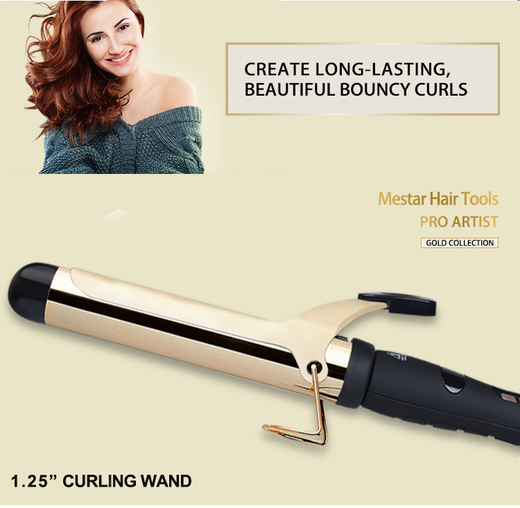 Professional LCD Hair Curling Wand 140F - 450F Temperature Control Titanium