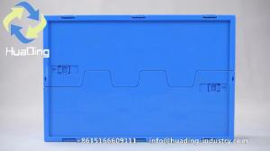 China Big blue shipping box attached lid storage container wholesale Plastic Tote wholesale