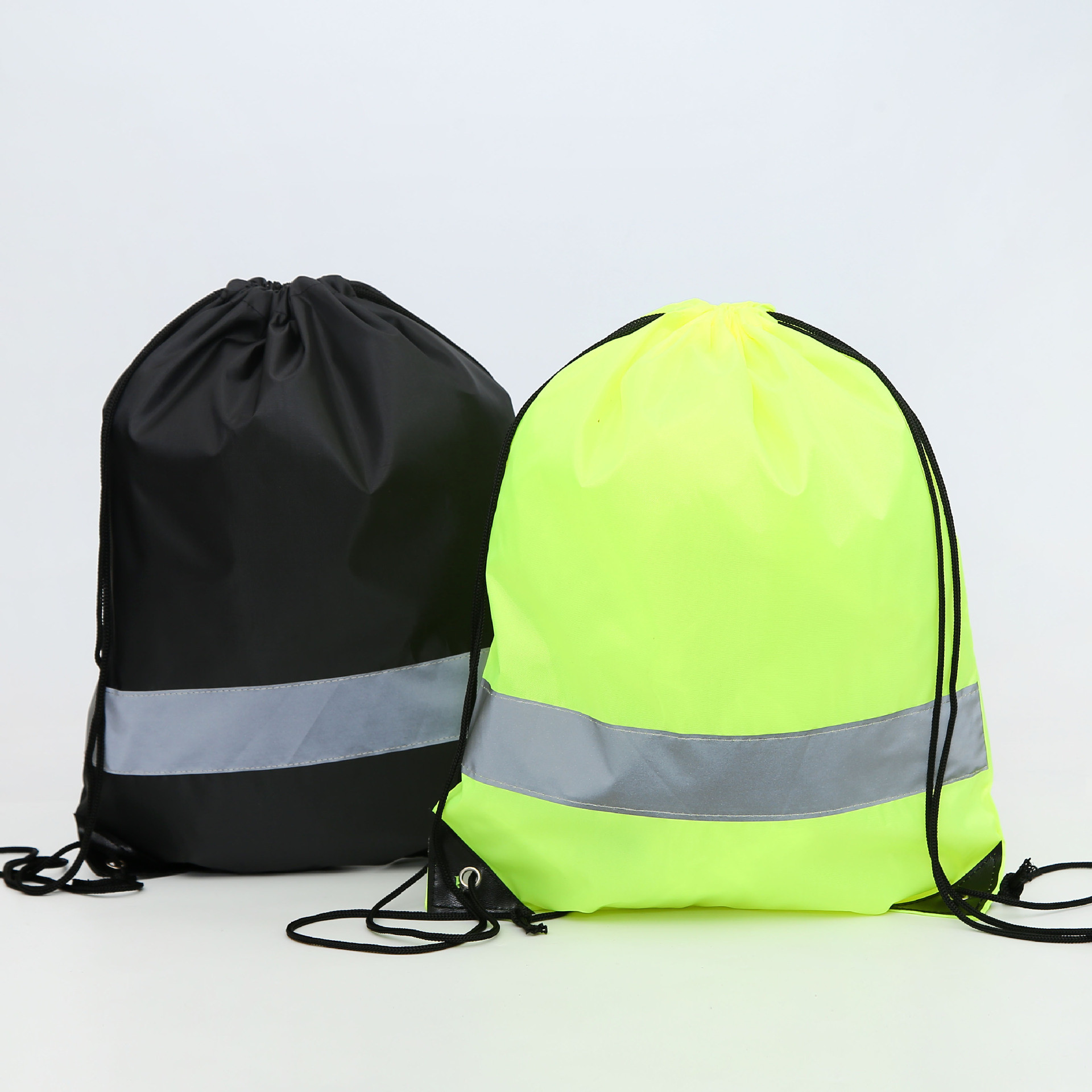 PU Corner 210D White Waterproof Polyester Drawstring Bags
