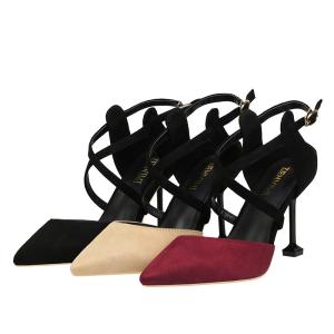 China ZM038 A857-5 Summer 2020 New Cross Strap Ladies High Heel Sandals Cat Heel Women Sexy Single Shoes Wholesale wholesale