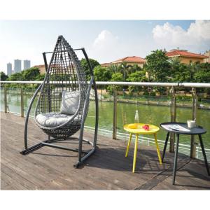 China Leisure Wicker Patio Egg Swing Chair with Outdoor Hanging Rattan Dark Brown Furniture wholesale