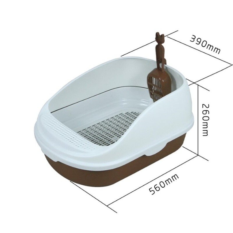 Opening Modern Cat Litter Box Easy Clean Plastic Cat Box White Coffee