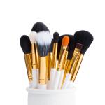 White Gold Jessup 15 Pcs Makeup Brush Set dense Handcrafted