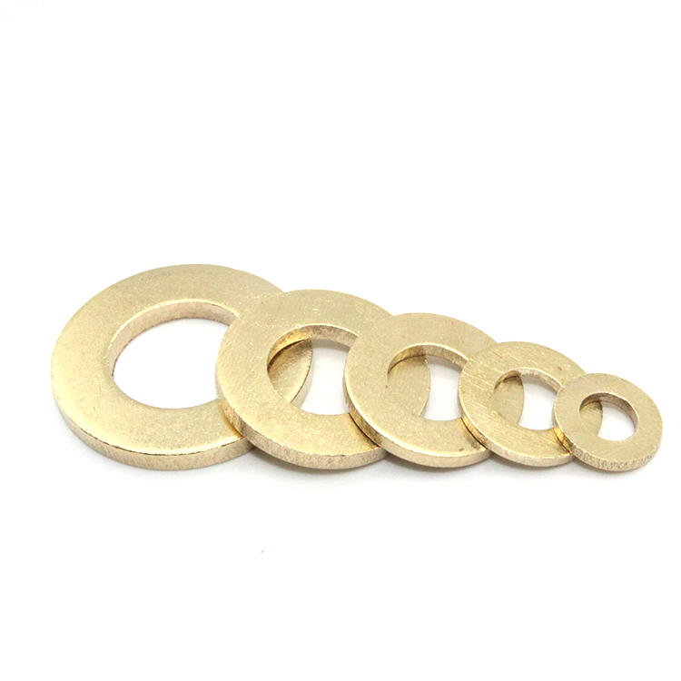DIN Standard M6 M8 M10 M12 Brass Flat Washers for Custom Size and Golden Zinc Plating