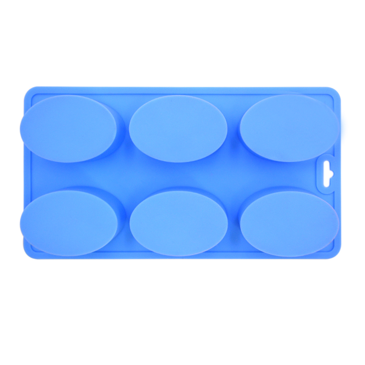 Household Diy Oval Baking Mold , Oem Custom 6 Cavity Silicone Soap Mold
