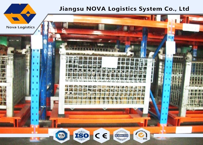Q235 Steel Push Back Racking Powder Coating , Frozen Warehouse Pallet Storage Racks