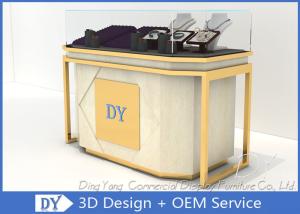 China Lockable Retail Jewelry Store Display Counter With OEM Logo Gold + Veneer Color wholesale
