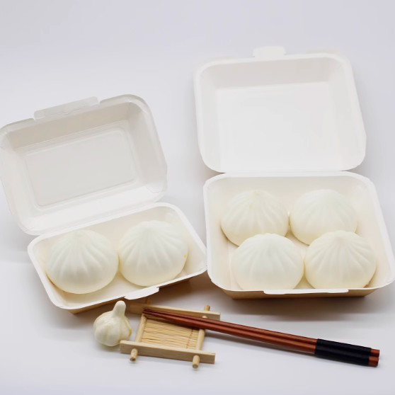 Disposable 280ml Clamshell Paper Box Leakproof Kraft Paper Takeaway Box