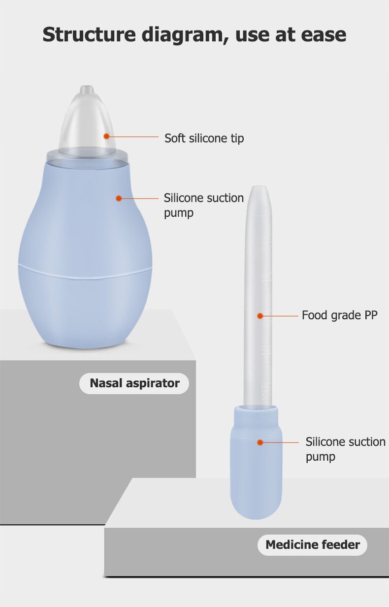 OEM Baby Care Infant Snot Remover 3 X 7.5 Cm Vacuum Infant Nose Aspirator For Children