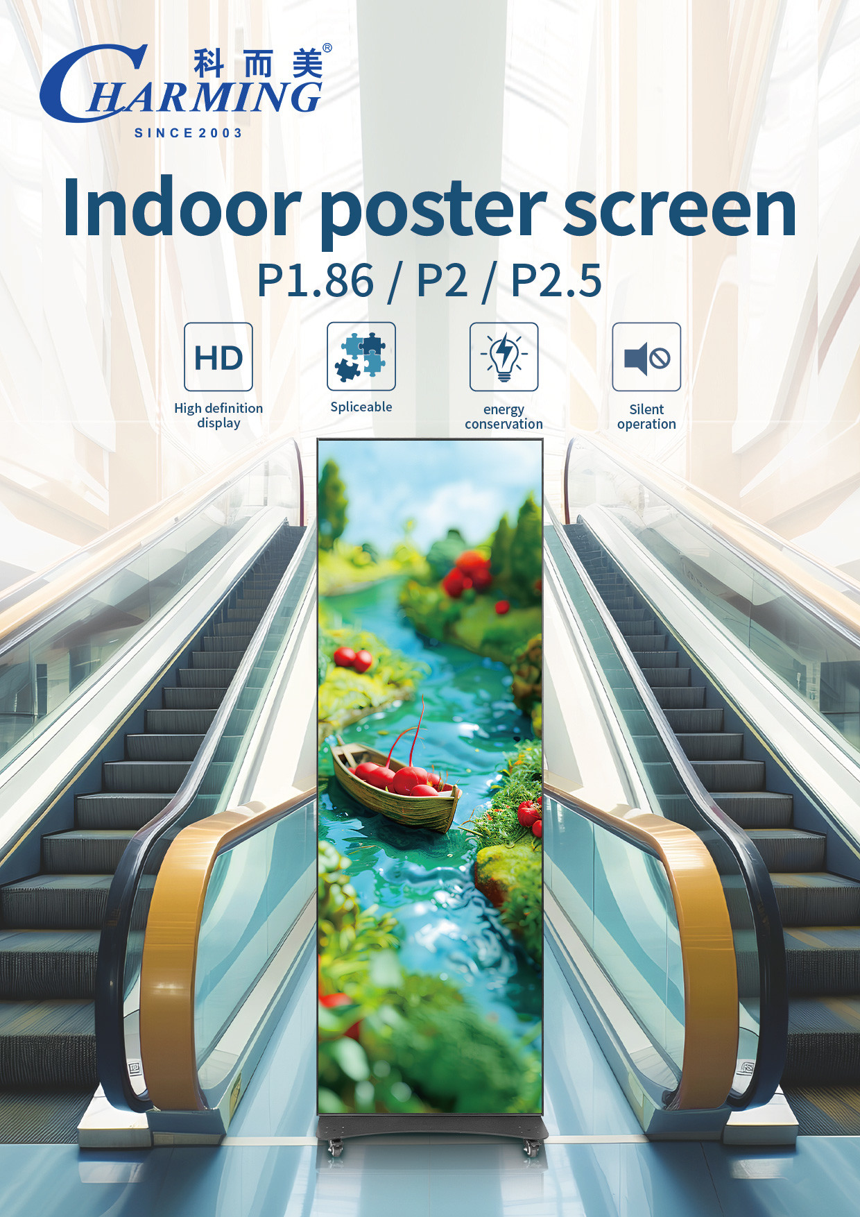 HD LED Indoor Full Color Poster LED Display P1.86 P2 P2.5 P3 Floor Standing Digital Screen Poster Screen