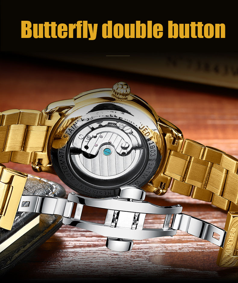 KINYUED watches men wrist Automatic Mechanical Movement stainless steel band custom logo