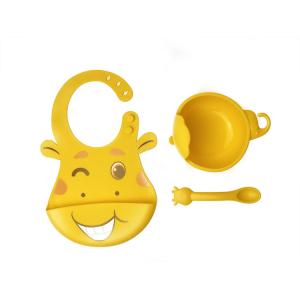 China Baby Feeding Set Silicone Bibs And Bowls Giraffe Shape BPA Free Customized wholesale