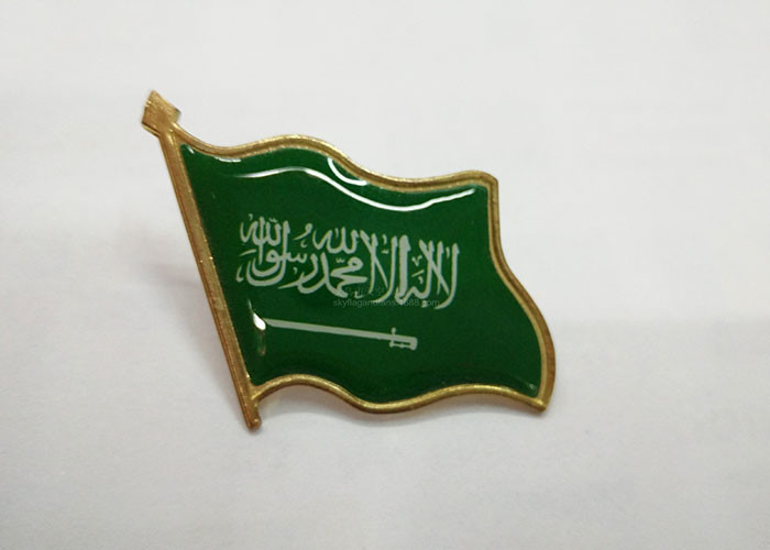 Modern Brief Style Brass Arab States Flag Breastpin / Enamel Lapel Pins