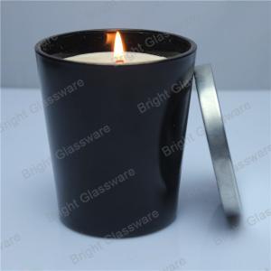 China black glass candle, glass candle holder with lid wholesale