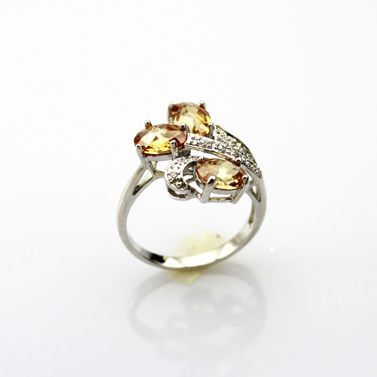 Fashion Jewelry 925 Silver Ring with Cubic Zircon Three Stones Ring(R0098)
