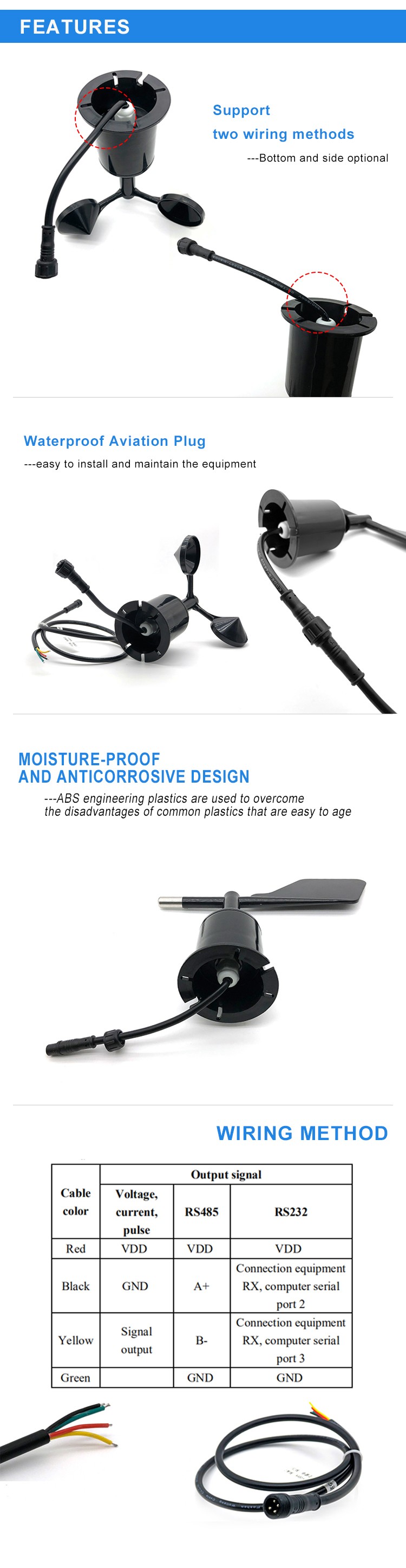 GPRS Output Wind Speed and Direction Sensor for Agriculture Data Collection System