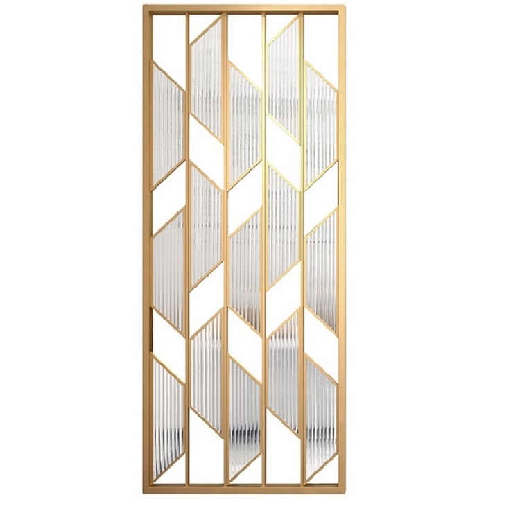 Metal frame aluminum stained colour glass acrylic room divider panel