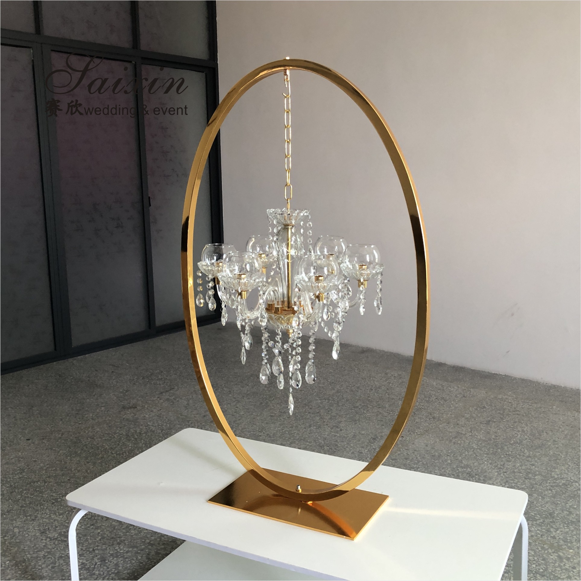 ZT-407V Wholesale event decoration oval support crystal chandelier centerpieces