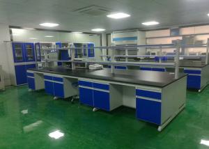 China Chemical Wood Lab Furniture , Laboratory Island Bench With Reagent Shelf wholesale
