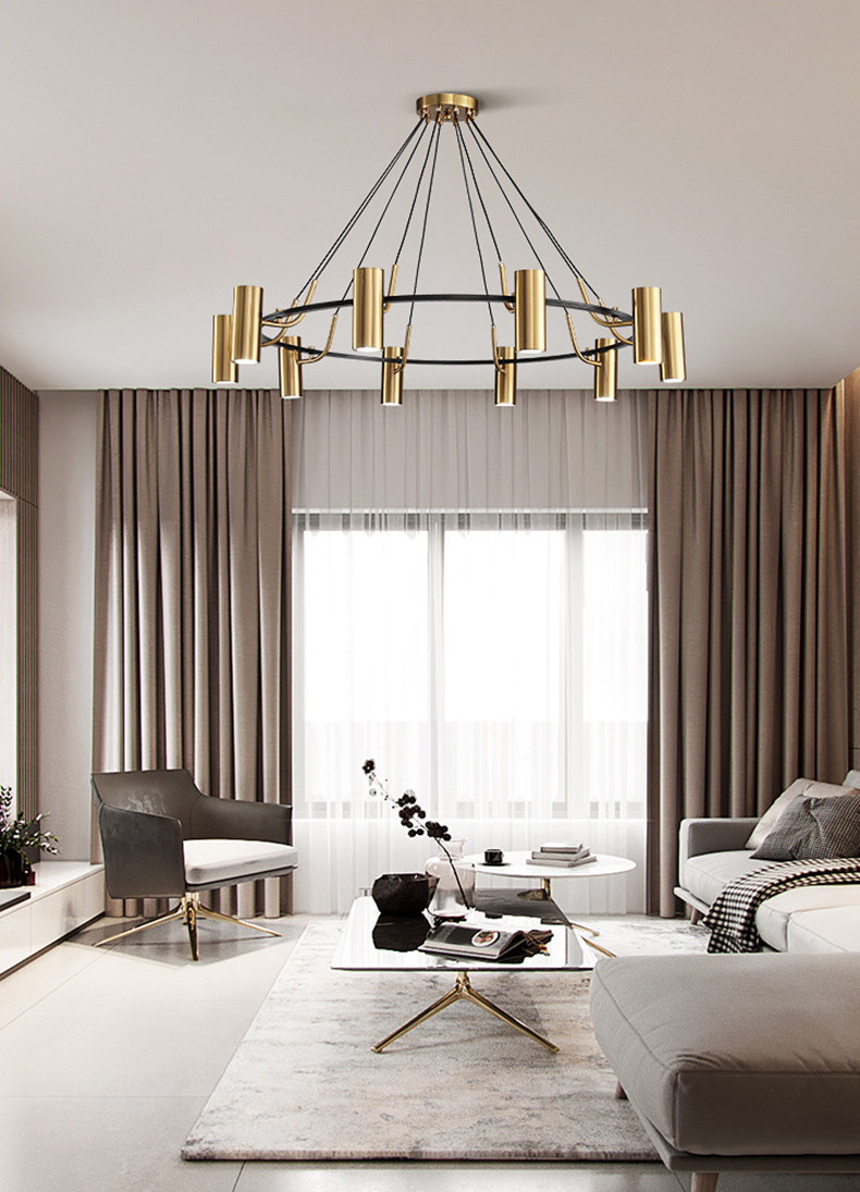 Minimalist Chandeliers Gold LED Black Ring Living Room Dining Lighting circular pendant light(WH-AP-567)