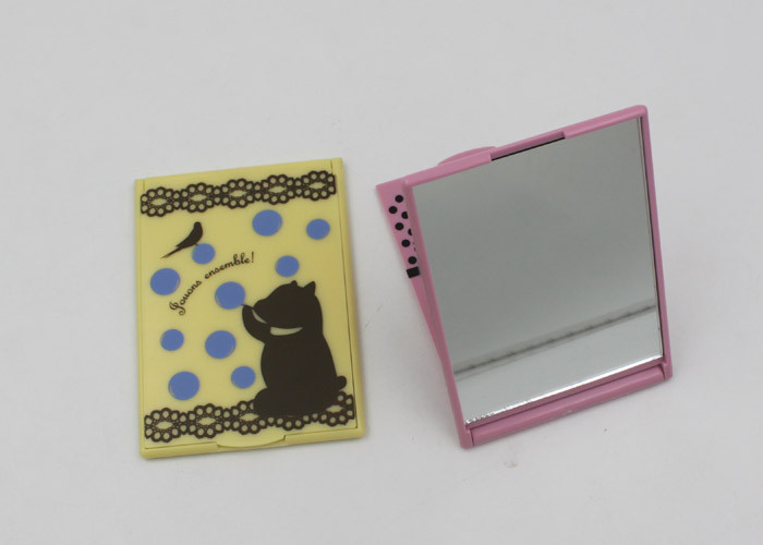 Pocket Size 1 Side Rectangular Plastic Makeup Mirror / Small Cosmetic Mirror