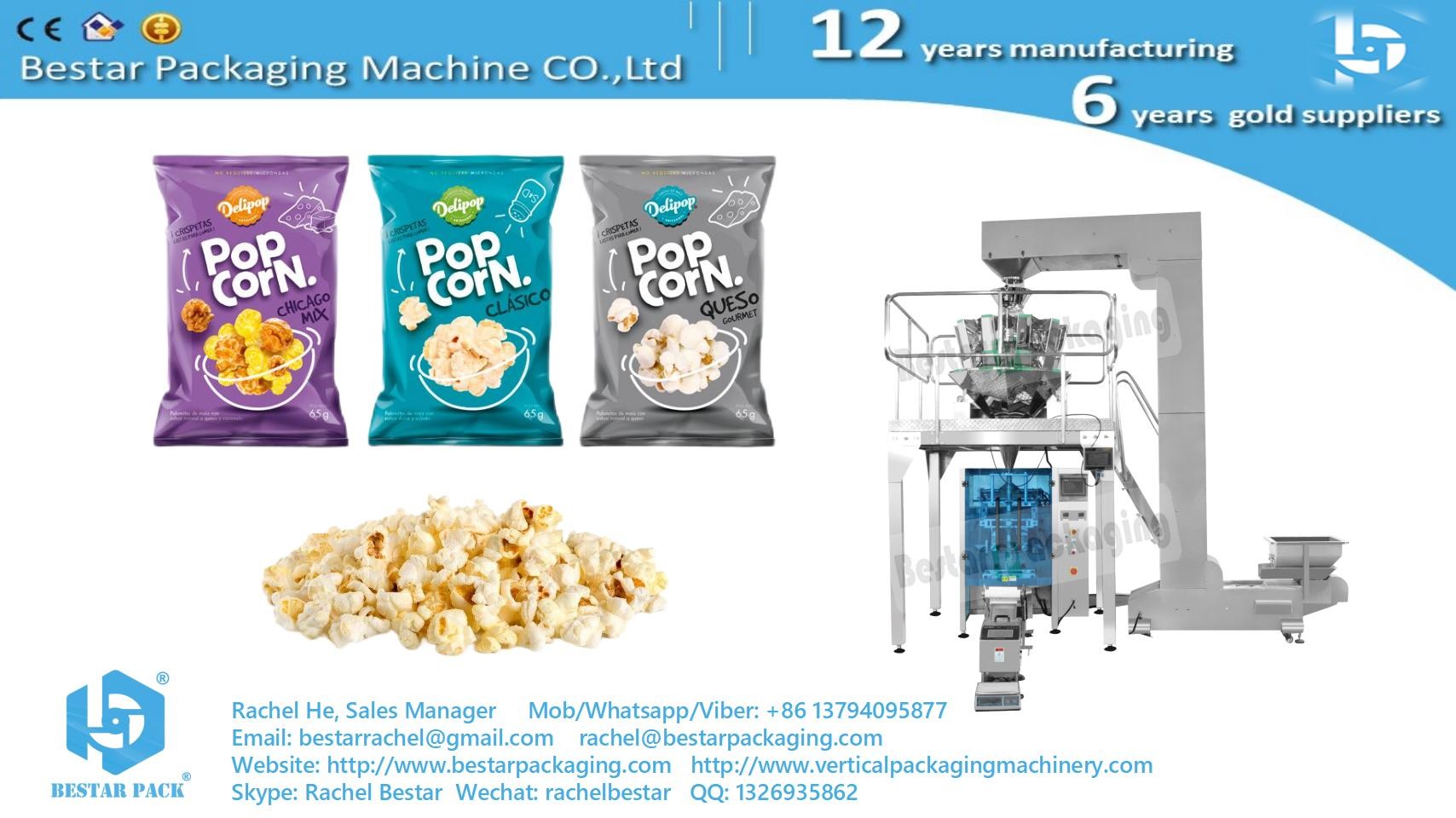 Bestar popcorn packing machine hot sales snacks packaging machine with automatic weighing