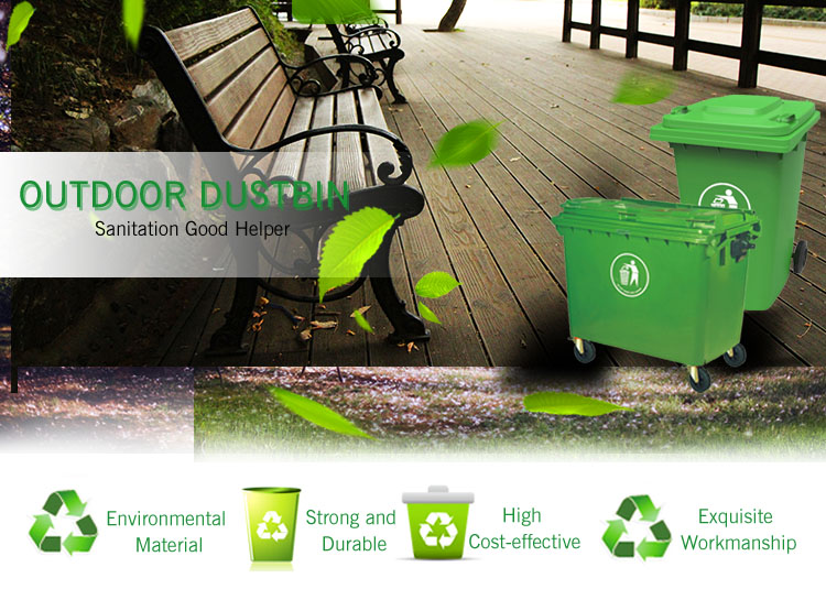 360L big size plastic dustbin garbage container recycle bin with 2 wheels pedal waste bin foot
