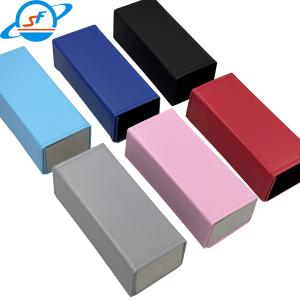 China Pressure Resistant Folding Leather Sunglasses Case With Silk Screen Logo wholesale