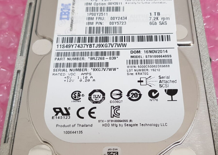IBM Hard Disk AC70 00Y5809 1T SAS 7.2K 2.5 V5000 1 year warranty