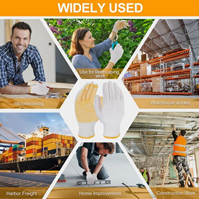 L XL XXL Wear Resistant Hand Cotton Gloves Safety Non Slip Work Gloves