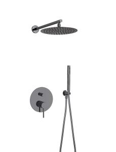China OEM Rain Shower With Handle Brass Annular Knurl Gun Metal wholesale
