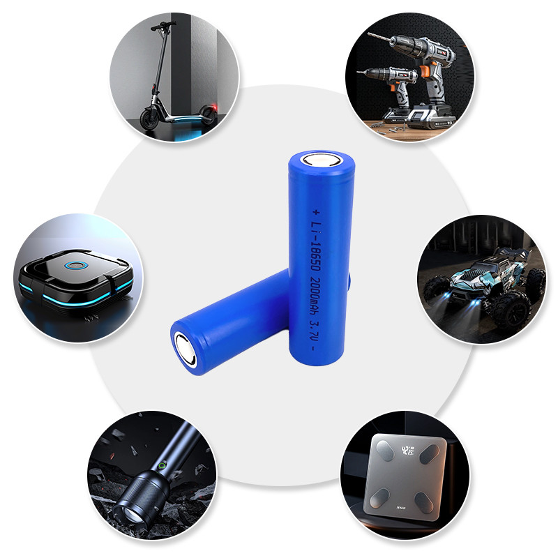 Lightweight 3.7v 2000mah Lithium Battery 18650 Long Cycle Life