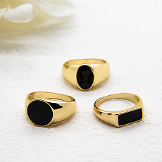 Black Stone Diamond 925 Silver Gold Plated Ring Round Hoop 17mm For Girls