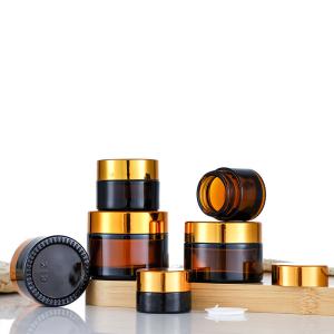 China 30g Amber Cream Transparent Glass Jars 5.2cm Dia wholesale