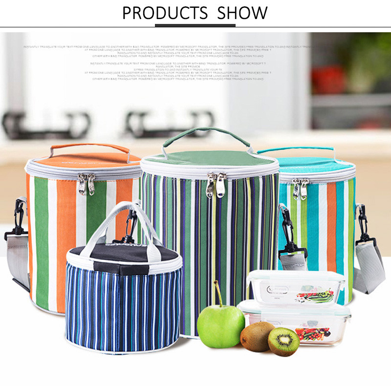 Cylindrical Shape Large Insulated Thermal Food Picnic Cooler Bag