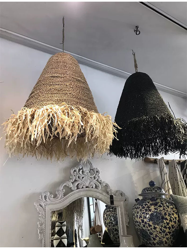 Retro Wabi Sabi Rattan Pendant Light B&B Restaurant Bar Cafe Dining Room Decor Chandelier（WH-AP-592)