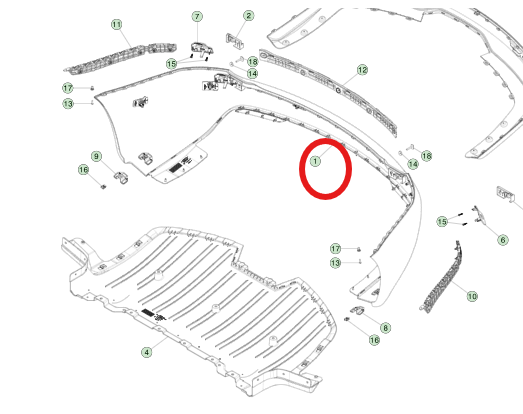 Tesla Model S Rear Fascia ABS Plastic Unpainted 1850mm x 480mm