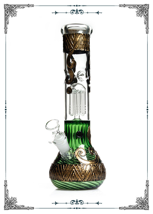 PHOENIX STAR 6 Arms Perc Glass Bongs With Copper Art On Glass